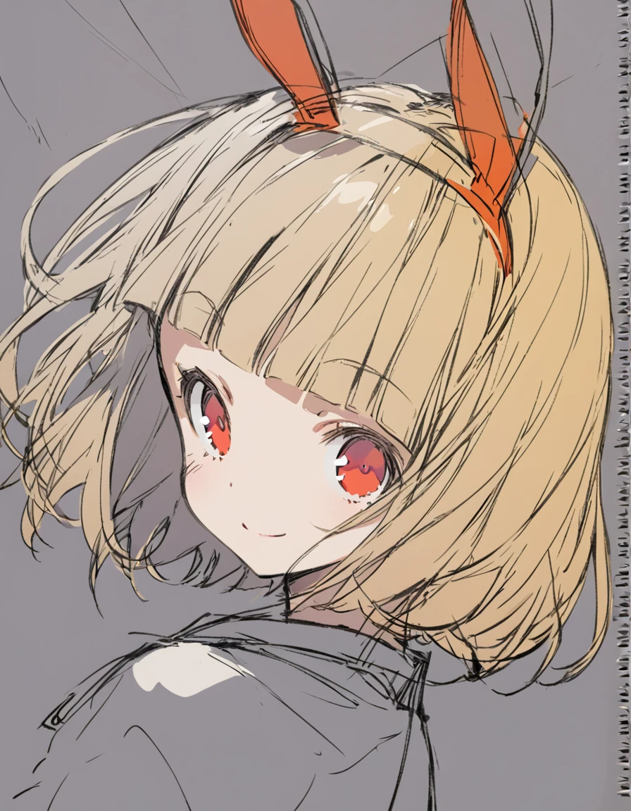 Bunny ears girl(Sketches), (Open Close), (Small body), (White Hair:1.5） (Short Hair:1.4), (Red eyes)(Blunt bangs:1.3)smile

