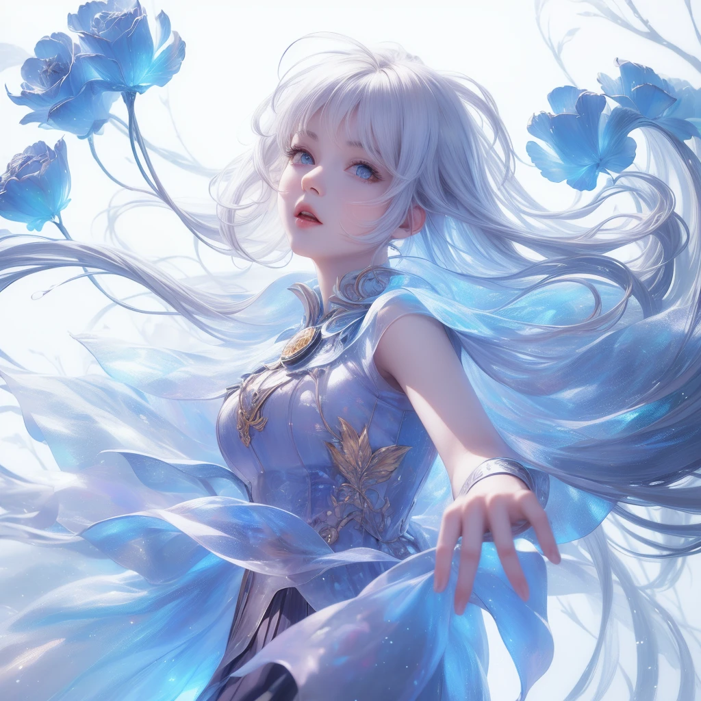 ((masterpiece)), (((best quality))), ((Super detailed)), ((illustration)),[Realistic lighting effects],shadow,(Fantasy style),(White background:1.6), Simple background, (earth theme),(A cape)[(hair focus,((1 Girl)),[(Big slime hair): (Cloud):0.3], (hair on background),(High Saturation),(The hair is surrounded by galactic splashes),)):((Her hair turned into a galactic cloud,:1.27628), (Hair and clothes are galactic clouds and star clusters:1.1025),(A cape is becoming galaxy clouds)