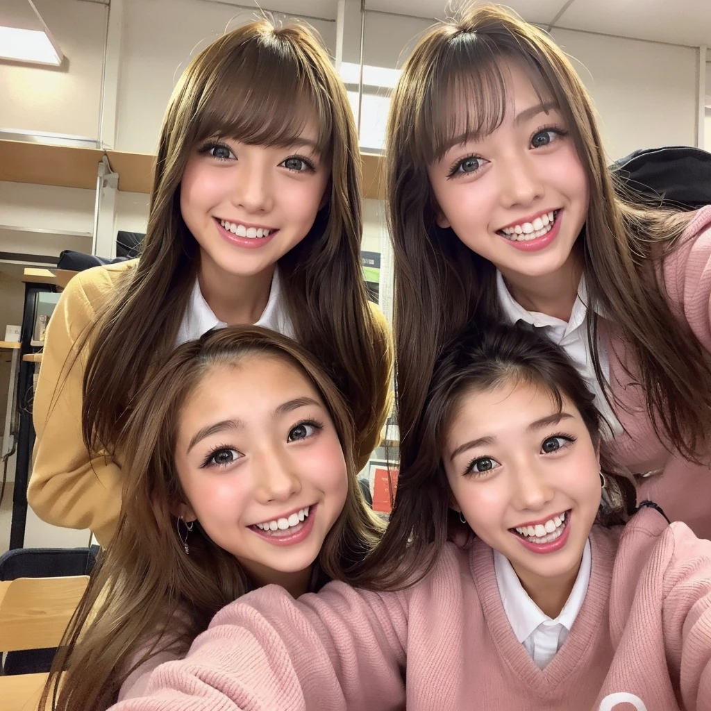 Laughing Japanese high school girl、High 、School classroom、Laughing with your mouth open、Smiling at the camera