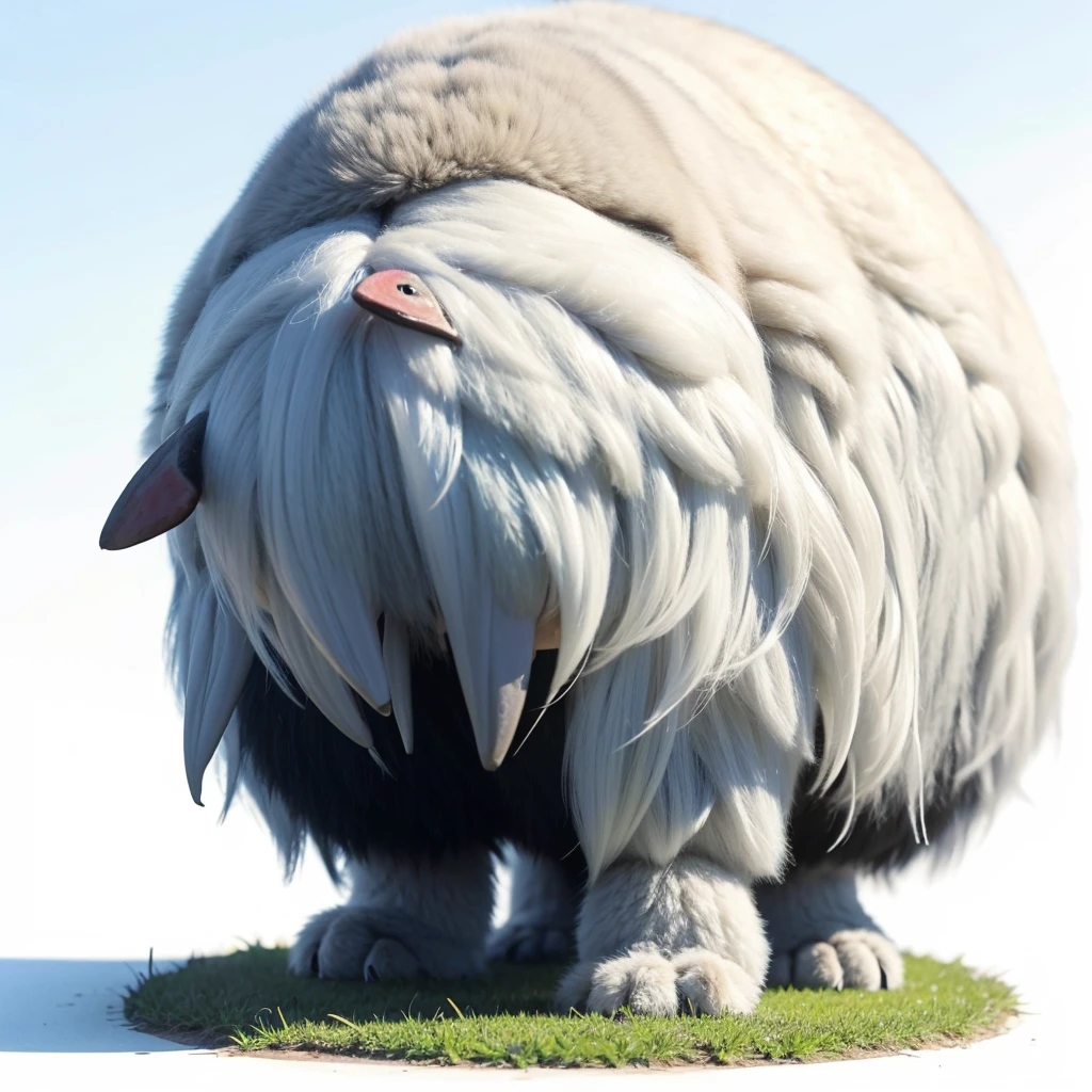 Big Animaly, Yeti mixed with watermelon, blues colour skins, Grassroots background, (white background simpleks),