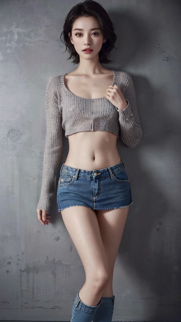 (Masseter film:1.3)、(8K、Photorealistic、Original Photography、Top quality: 1.4)、(1 Girl)、Beautiful face、(Lifelike face)、(Dark-haired、short hair)、
Beautiful hairstyle、Realistic eyes、Beautiful details、(Real skin)、Beautiful Skin、、Tempting、Ultra-high resolution、Surrealism、High Detail、Golden Ratio、
((wide Open the abdomen))、((Open the abdomen))、((wide navel open))、((navel open))、((Bare belly))、((Mid-length knitted sweater))、((Mid-length knitted sweater))、((Super low floor、Denim Mini Skirt))、((Super low floor、Denim Mini Skirt))、((Super low floor、Denim Mini Skirt))、 ((Umbilicus))、((Small hips))、((Small hips))、(long boots)、((Super low floor))、((Super low floor))、((Denim Mini Skirt))、 ((wide Open the abdomen))、((Open the abdomen))、((wide navel open))、((navel open))、((Bare belly))、((Mid-length knitted sweater))、((Super low floor、Denim Mini Skirt))、 ((Umbilicus))、((Small hips))、((Small hips))、(boots)、((Super low floor))、((Super low floor))、((Super low floor))、((Denim Mini Skirt))、 ((wide Open the abdomen))、((Open the abdomen))、((wide navel open))、((navel open))、((Bare belly))、((Mid-length knitted sweater))、((Super low floor、Denim Mini Skirt))、