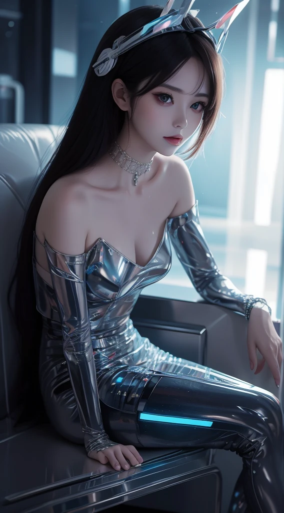 (ultra realistic,32k,RAW photo:1.1),(high detailed skin:1.1), 8k uhd, dslr, high quality, film grain, (makeup, mascara:1.1), lips,(thick\lips\), 
(shiny glossy translucent clothing:1.1), 1st, YulanChinaDress, gloves, small breast, 
Lying with one arm stretched out, (upper body:1.1)
 ,(moody lighting:1.2),dark theme, city square, central plaza, bustling activity, community gathering