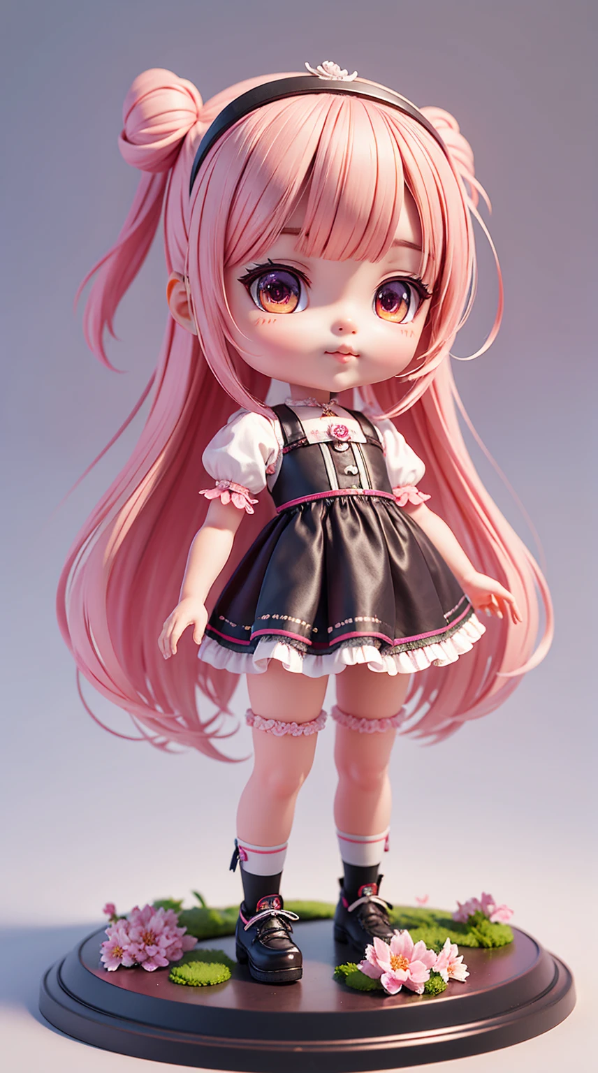 There is a little doll,Wearing an azalea-style headband,Makes the whole head look like multiple azaleas.,Cute 3d rendering,looking away up,Portrait Anime Girl,Cute 3D anime girl rendering,Lovely and detailed digital art,Mini cute girl,Background is black,Stylized 3d rendering,3D Rendering Character Art 8K,Cute numbers,Anime style 3D,Ultra-detailed rendering