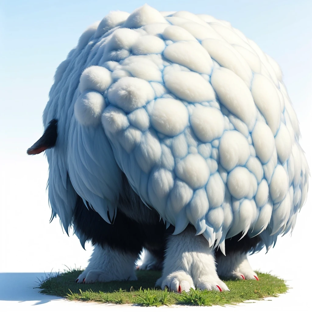 Big Animaly, Yeti mixed with watermelon, blues colour skins, Grassroots background, (white background simpleks),