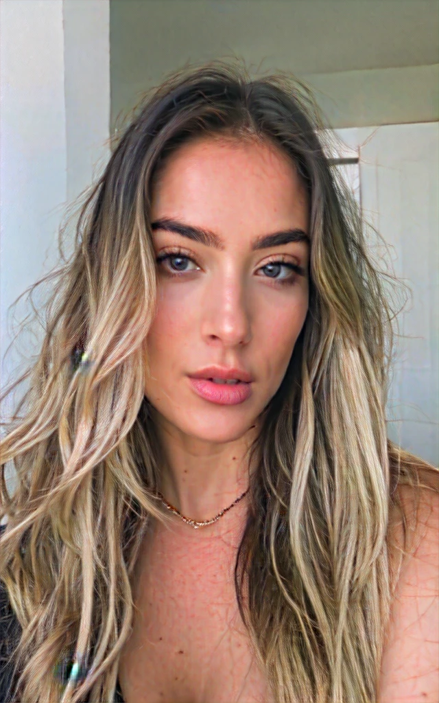 photograph, cropped, selfie photo of a cute 60yo woman with big bare nude tits, and chocker on her neck, cleavage, instagram, pouting
