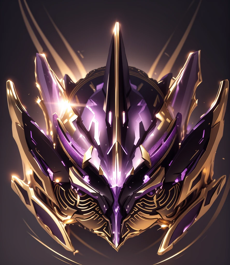 The entire face should have a transparent purple and gold color without any other colors.,It does not contain any other colors.,Purple crystal and gold lines as transparent state,There should be a lot of crystal effects like transparent crystal,Add some gold thread for decoration。The color changes to purple and gold,Some purple and gold(Ensure its layering and armor texture,Purple is the main color,Add some gold for decoration)
