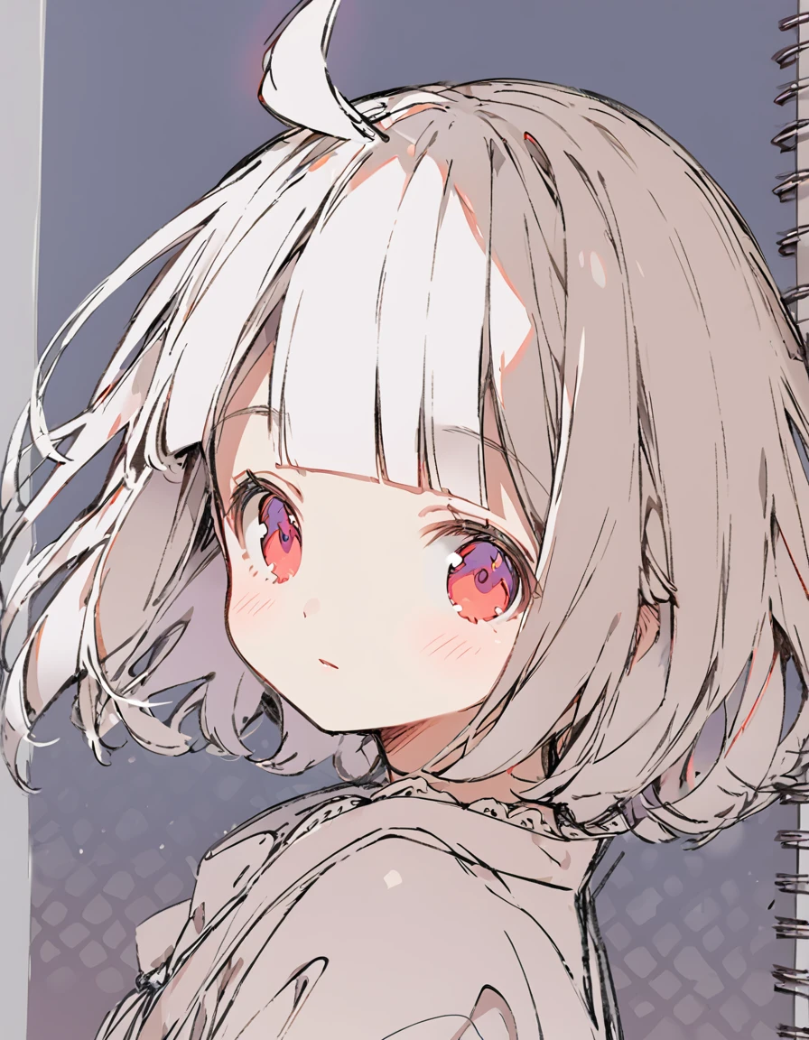 i Unicorn Girl(Sketches), (Open Close), (Small body), (White Hair:1.5) (Short Hair:1.4), (Red eyes)(Blunt bangs:1.3)(unicorn horn:1.6)