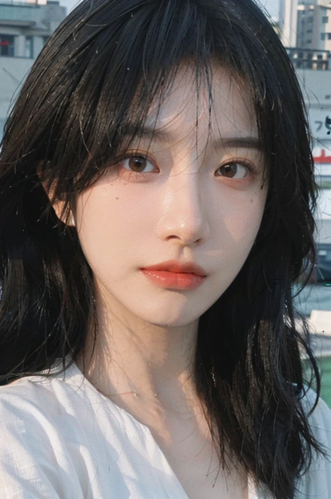 (Skin details:1.4), (Smooth skin texture:1.3), Direct vision, earrings, serene, calm, (Realistic and detailed eyes:1.2), Natural skin texture, Realistic facial details, Soft dramatic lighting, Vivid details, 35 mm film, outdoor, (Photo actual:1.4), (hyper actual:1.4), (actual:1.3), (Smoother lighting:1.05), (Improve lighting quality:0.9), (Highest quality real skin textures:1.4), Exquisite eyes, Delicate face, (Close-up of face, (Enhance the beauty of skin texture:1.1), Hair details, Noble temperament, Normal body proportions, short hair, mole under eye, Seaside background, seaside, Portrait Photography, Depth of Field, Bokeh, Surrealism, Ray tracing, (Portrait Photography:1.1), Surrealism, high detail, chiaroscuro, ray tracing, reflection light, UHD, UHD, masterpiece, textured skin, super detail, high details, high quality, best quality