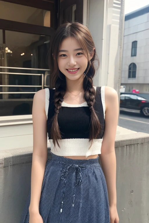 　(8K、RAW Photos、Highest quality、masterpiece:1.2)、(Realistic、Realistic:1.37)、(Exposing pubic hair or private parts)Very detailed、Ultra-high resolution、1 Girl、View your audience、Beautifully detailed face、Laughter、narrow、(Slim waist) :1.3)、beautifully detailed skin、Skin Texture、Floating Hair、Professional Lighting、Human whole body、Shortcuts、Braided Hairstyles、Bob Hair、E Cup、smile、16 years old、Skirt flip、Baby Face、っぽいsmile、Sappin&#39;&#39;&#39;、Moisturizing lips、Pale pink lips、Braided Hairstyles、Umbilical cord prolapse