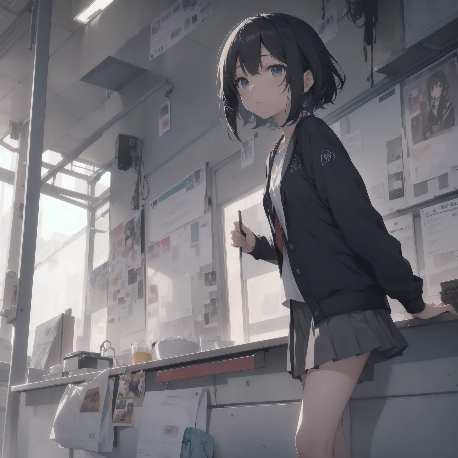 ultra-absurdres-Top quality by artist God, ultra-detailed, high resolution, anime moe artstyle, best anime 8k konachan wallpaper, pixiv contest winner, pool:2810, perfect anatomy,break, 1girl, (Please draw a girl walking sleepily to school alone. )break,(Solo,little female, 13-year-old:1.3),Full limbs, complete fingers,a junior high school student, (very short hair), short cut, flat chest, , small butt, small black eyes, beautiful detailed eyes, well-proportioned iris and pupils, expressive eyes, highres detailed hair, soft expression, salor school_uniform, sailor collar, serahuku, bow, pleated skirt,(Detailed Lighting), (Detailed background), in the School commute route. break,super detailed skin, Best cinematic lighting powered by famous artist, 8k,beauty illustration,photoshop_(medium),very aesthetic,break,((artist:wa_(genryusui) )), artist:clamp ,artist:carnelian ,artist:kantoku ,

