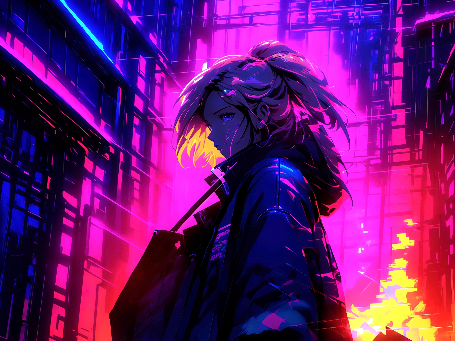 Model with futuristic clothing in high quality and well detailed, 8K, Bright light lighting, anime styling, film portrait photography, 1womanl, makoto shinkai, Japanese anime style, pastel starlight, Tokyo city lights, 1 girl, high resolution, sunset sky, Dramatic scene, (work of art:1.4), ultra detali, Pink clouds, anime characters in a scene with a sky background, your name movie style, Stills em anime de TV "your name", Starry sky, constellations