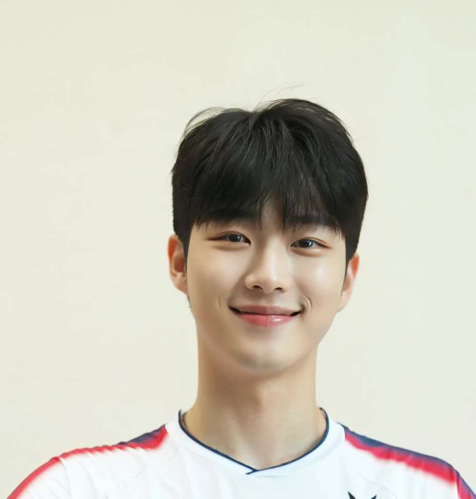 (In reality, high resolution:1.3, masterpiece, 8K, best quality, ultra detailed, studio shoot, photo realistic:1.4, photography ),
20 years old korean man, smile, simple background
