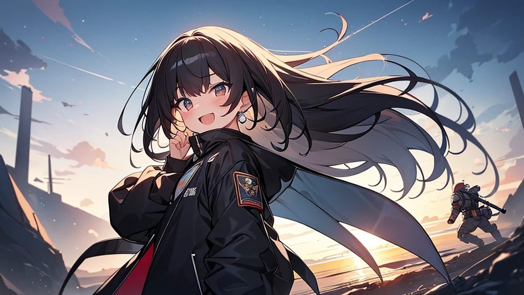 anime style, super fine illustration, highly detailed, dynamic angle, beautiful detailed, 8K, In the night, on a 月面 with the night over the desert, BREAK a couple is running angry. The woman is leading, and the man is chasing her. BREAK Both are angry broadly, their laughter echoing. BREAK The desert are shimmering hardly, and the sky is dyed black.masterpiece masterpiece masterpiece,best quality best quality best quality best quality best quality,8K,16K,super fine illustration,detailed background ,beautiful background,BREAK,army jacket,holding_weapon,backside Giant MECA,BREAK(Giant MECA:1.3),MECA,droid,human_no,cool cool cool,masterpiece masterpiece master piece,best quality,best quality,best quality,BREAK 1girl,chibi chibi chibi, lolii,per hands,perfect face,detailed shiny skin,masterpiece masterpiece masterpiece,best quality best quality best quality,BREAK 1boy,cool cool cool,masterpiece masterpiece masterpiece,best quality best quality best quality,BREAK midnight sky,beautiful background,perfect background