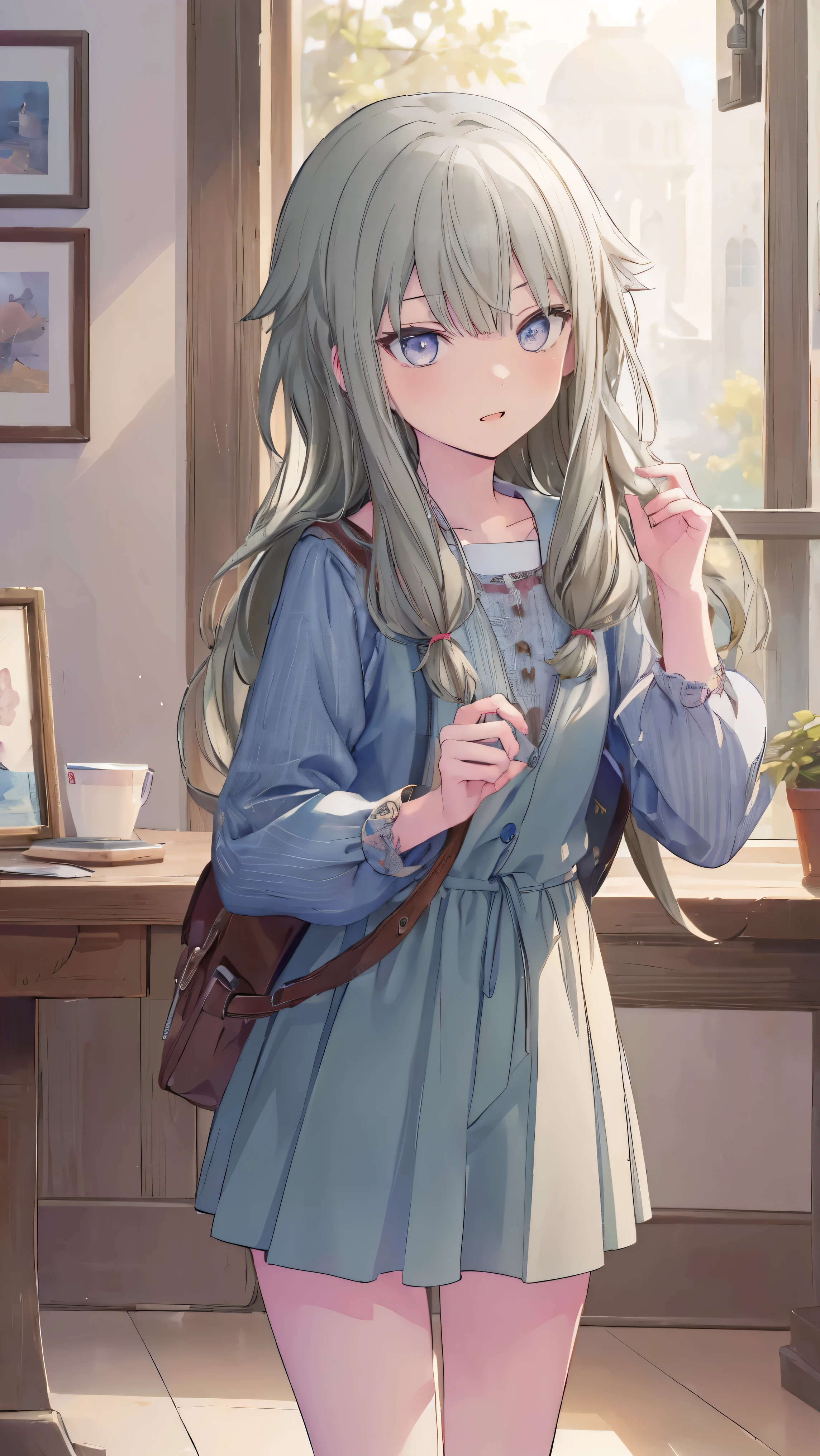 (masterpiece, 最high quality:1.6),Best image quality、最high quality、Perfect lighting,masterpiece、Best image quality、最high quality、Lori、Girl、 Cute pose, masterpiece, Anime art style, Cute moveost detailed, high quality、Shiny Hair、Very fine and beautiful bright eyes、nose blush、Very detailed, clear and beautiful face, Awards, (((Anatomically correct))、Cowboy Shot