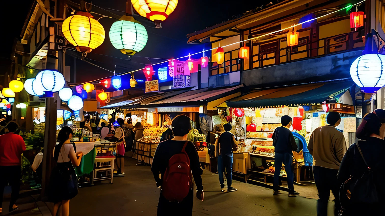 Taiwan's nightscape, searchlights, night market lights, oriental, fusion of Asia and the world