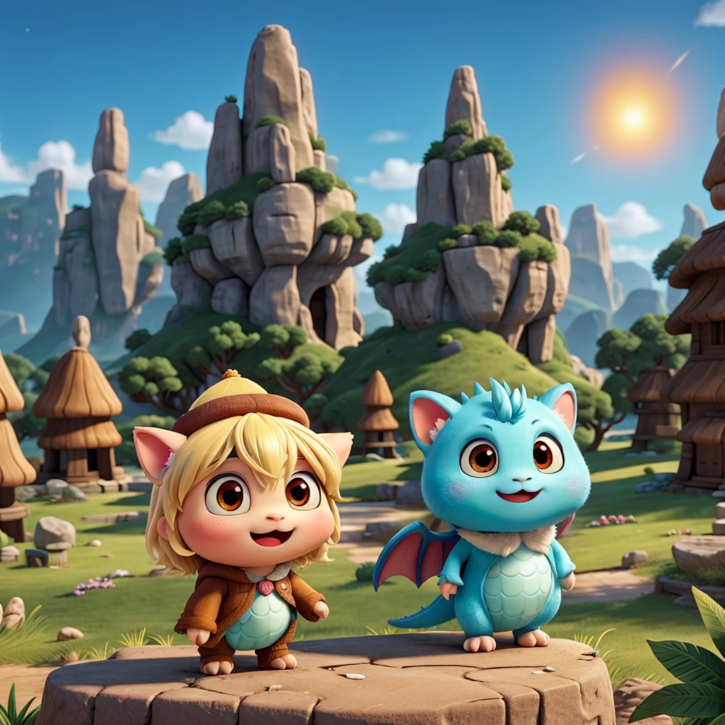 Create an original "yuru-chara" mascot character inspired by a baby dragon. The character should be a small, round dragon with soft, pastel-colored scales and tiny wings. It has big, curious eyes and a playful smile. The dragon is wearing a tiny, cute hat and has a little flame coming from its mouth. The character exudes a playful and adventurous personality, making it perfect for a fantasy-themed park or story. The background should be a simple magical cave or mountain setting.