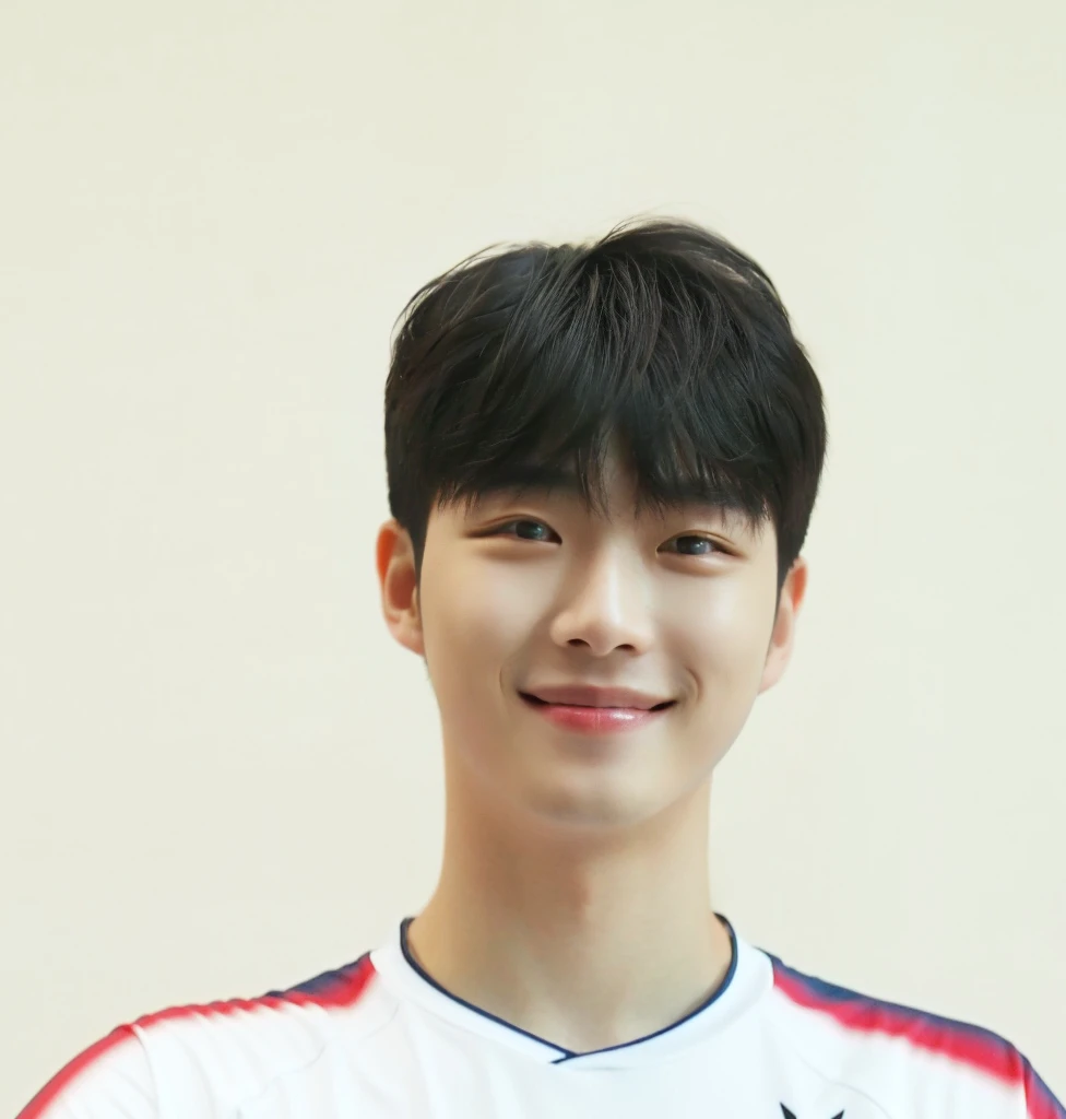(In reality, high resolution:1.3, masterpiece, 8K, best quality, ultra detailed, studio shoot, photo realistic:1.4, photography ),
20 years old korean man, smile, simple background