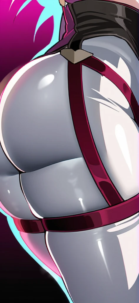  anime girl kafka (honkai star rail) busty  with thick thighs and big ass bigger than thighs and head and body , ass view, hyper ass with  long hair 