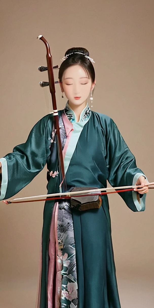 1man, young man, tall and thin, playing erhu,holding erhu, wearing hanfu, (((masterpiece,best quality))),((good structure,Good composition,good atomy)), ((clear, original,beautiful)),