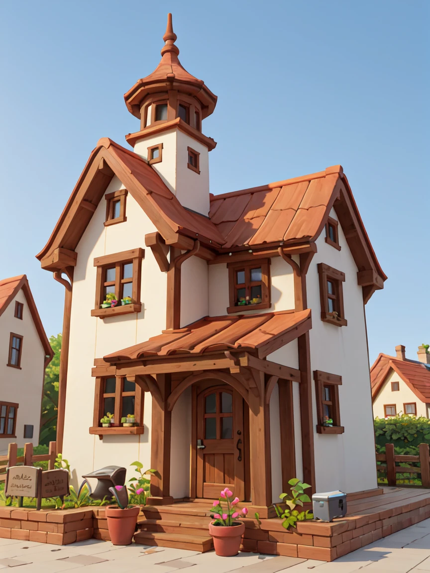 close up of a small house with a green roof, stylized 3d render, 3d render stylized, a multidimensional cozy house, stylized as a 3d render, medieval house, isometric 3d fantasy cute house, stylized 3d, 3d stylize scene, super detailed color lowpoly art, very very high detailed, medieval house, porch, balcony, half timbered house, stone, wood, green tiles