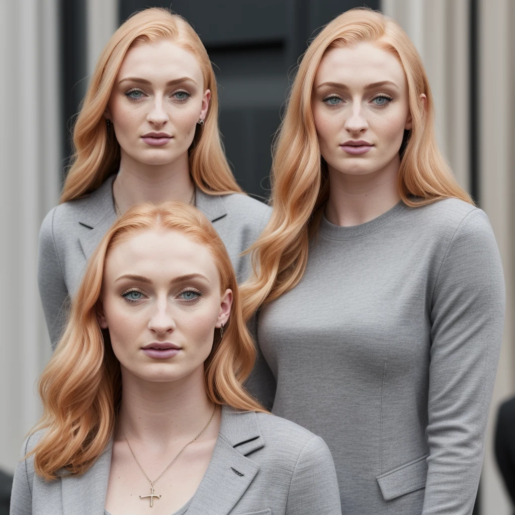 Sophie Turner in casual clothes, full upper body, high quality, photorealistic, hyperrealistic, 1 woman solo