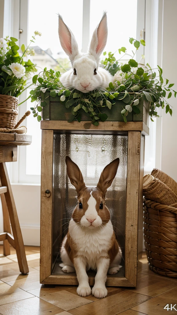 Lapin qui est dans un champ et qui saute et courant en 4k