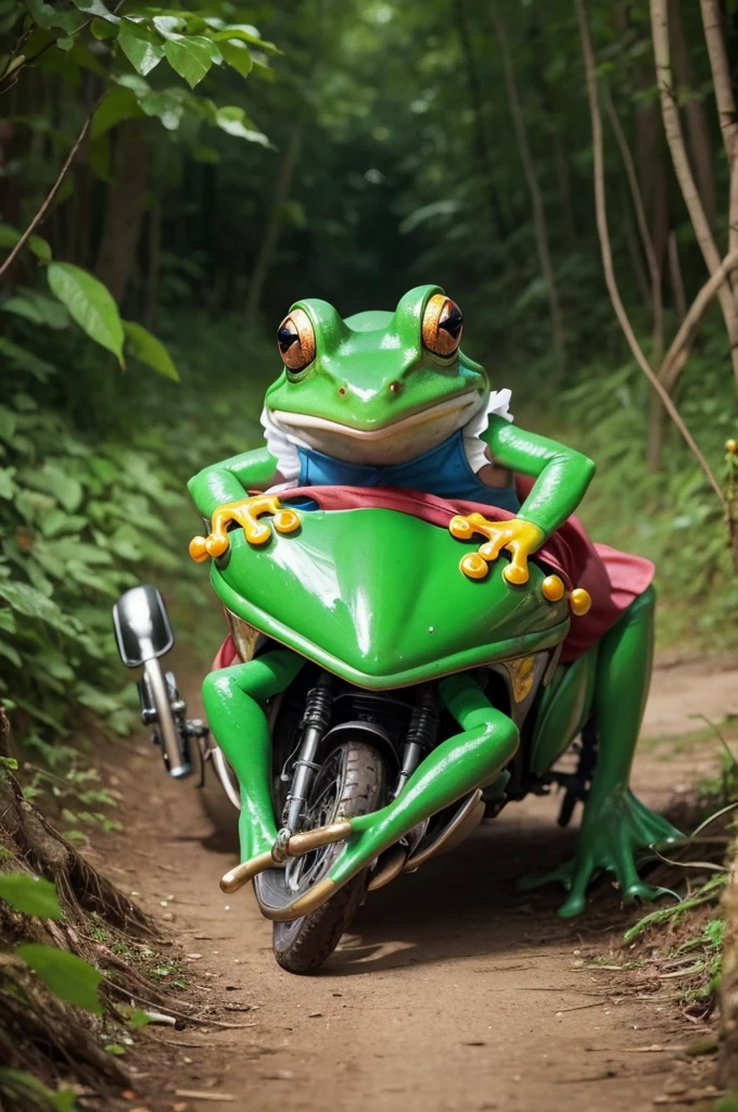 Frog on a bike in Alice in Wonderland