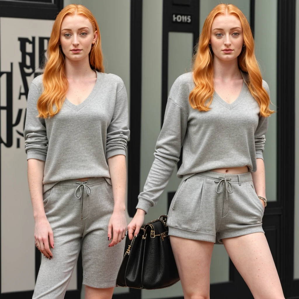 Sophie Turner in casual clothes, full upper body, high quality, photorealistic, hyperrealistic, 1 woman solo