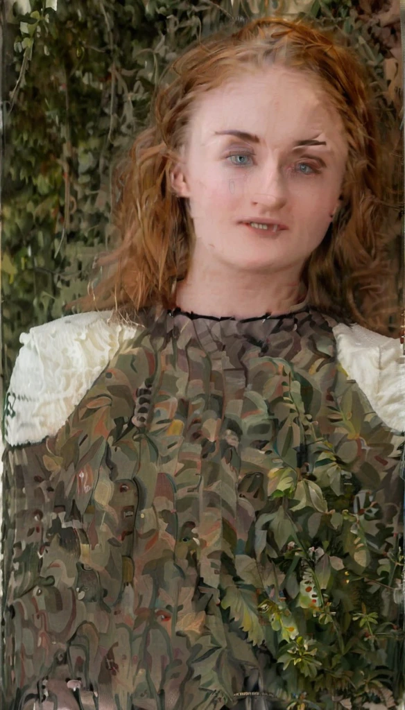 Sophie Turner in casual clothes, full upper body, high quality, photorealistic, hyperrealistic, 1 woman solo, stunning cinematic photo