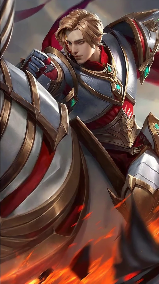 (absurdres, highres, ultra detailed, HDR), masterpiece, best quality, Android Game Character , short hair, handsome boy, anime eyes, Mobile Legends Hero, detailed scebe, detailed character
