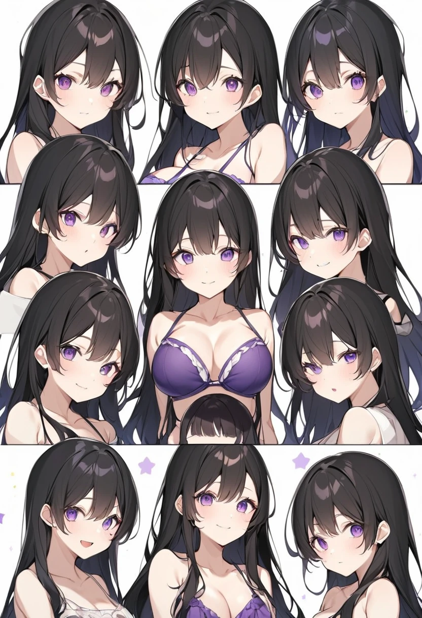 Wearing a purple bikini、barefoot。hair is black、Purple eyes。Breasts are K cup。The skin is white and、Long hair。Has one brother and one sister。My sister has an E cup。All of them have black hair。6 siblings。It's like diving into the ocean and looking at the coral reefs and fish.。in the sea。My brother is wearing a purple diving suit.。I have one older brother.。I have five sisters.。All six people, including myself。My sister is 、My brother is 15 years oldkiss me。