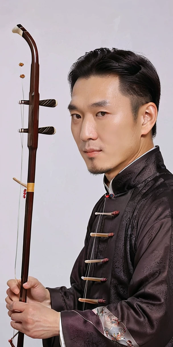 1man, young man, ling hair, western face, face detail, tall and thin, playing erhu,holding erhu, wearing hanfu, (((masterpiece,best quality))),((good structure,Good composition,good atomy)), ((clear, original,beautiful)),