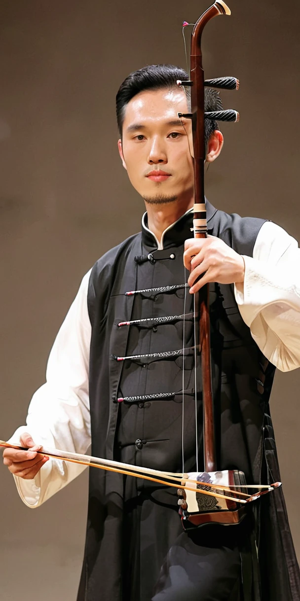 1man, young man, ling hair, western face, face detail, tall and thin, playing erhu,holding erhu, wearing hanfu, (((masterpiece,best quality))),((good structure,Good composition,good atomy)), ((clear, original,beautiful)),