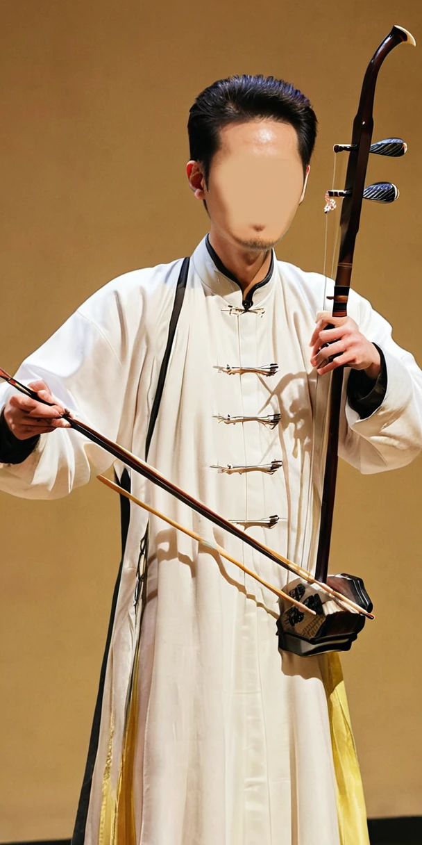 1man, young man, ling hair, western face, face detail, tall and thin, playing erhu,holding erhu, wearing hanfu, (((masterpiece,best quality))),((good structure,Good composition,good atomy)), ((clear, original,beautiful)),