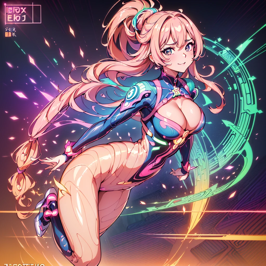 (masterpiece,ultora-detail,ultora-reality,high quality,High Quality - 3D,photograph,Highly Detailed CG Unity 8K Wallpaper,Cinematic Lighting,super front light),(((Shooting far from her,15歳のbeautiful girl,Beautiful round eyes and detailed face,beautiful girl,Brilliant white skin,最高級のbeautiful girl,beautiful girlがこっちを見ている,A beautiful face without wrinkles,Crazy Smile,とても小さい口のbeautiful girl,薄いピンク色の唇のbeautiful girl,とても小さい鼻のbeautiful girl,Narrow waist,Cleavage,super shiny hair,Full Body Suit,Extremely complex pattern,Colorful color pattern,Fractal Pattern,Gradient color pattern,Zentangle Pattern,All the patterns shine brightly.,neon,futuristic,Neonpunkai,Future City,Cyber City)))