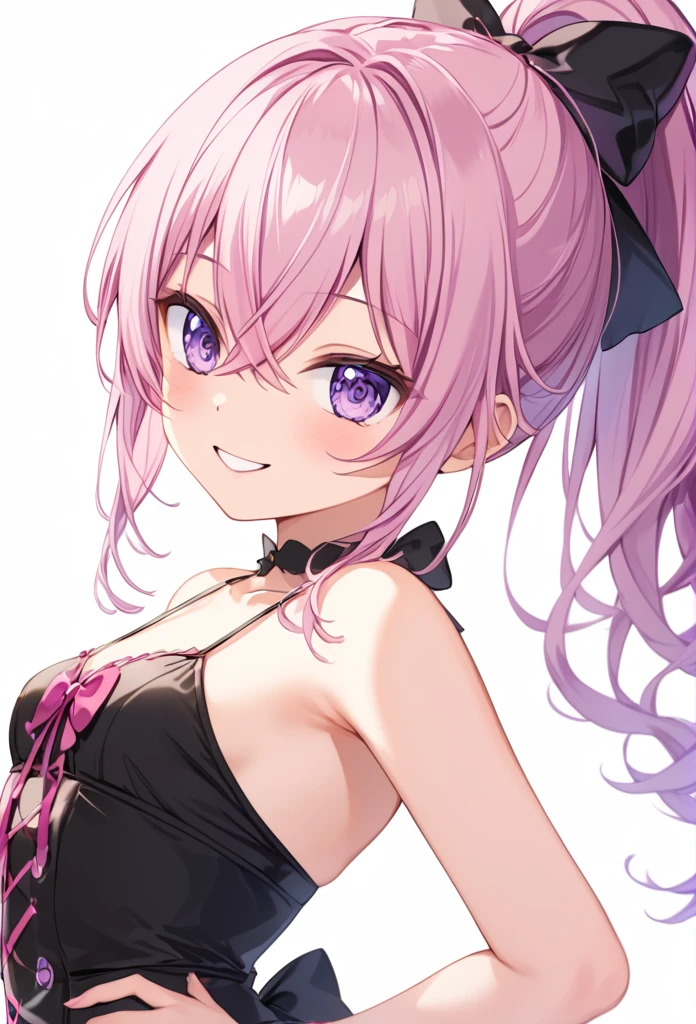 Pink Hair、Long Hair、anime、Black Dress、cute、One woman、cool