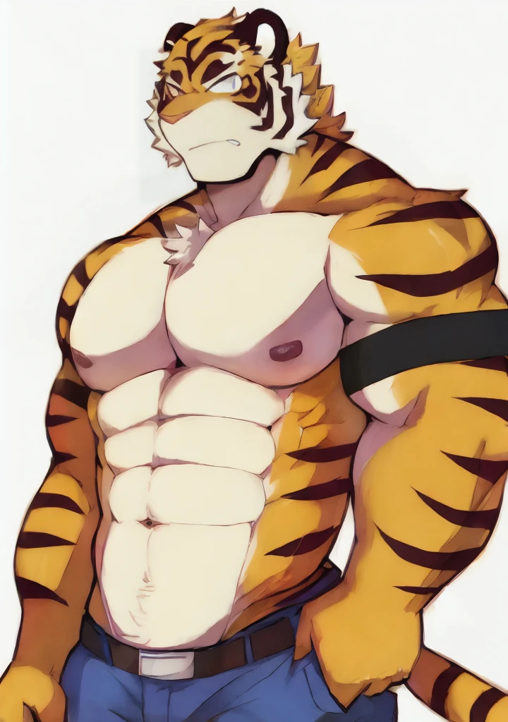 tiger，serious，the strong，Plush body，Fluffy tail（best quality）