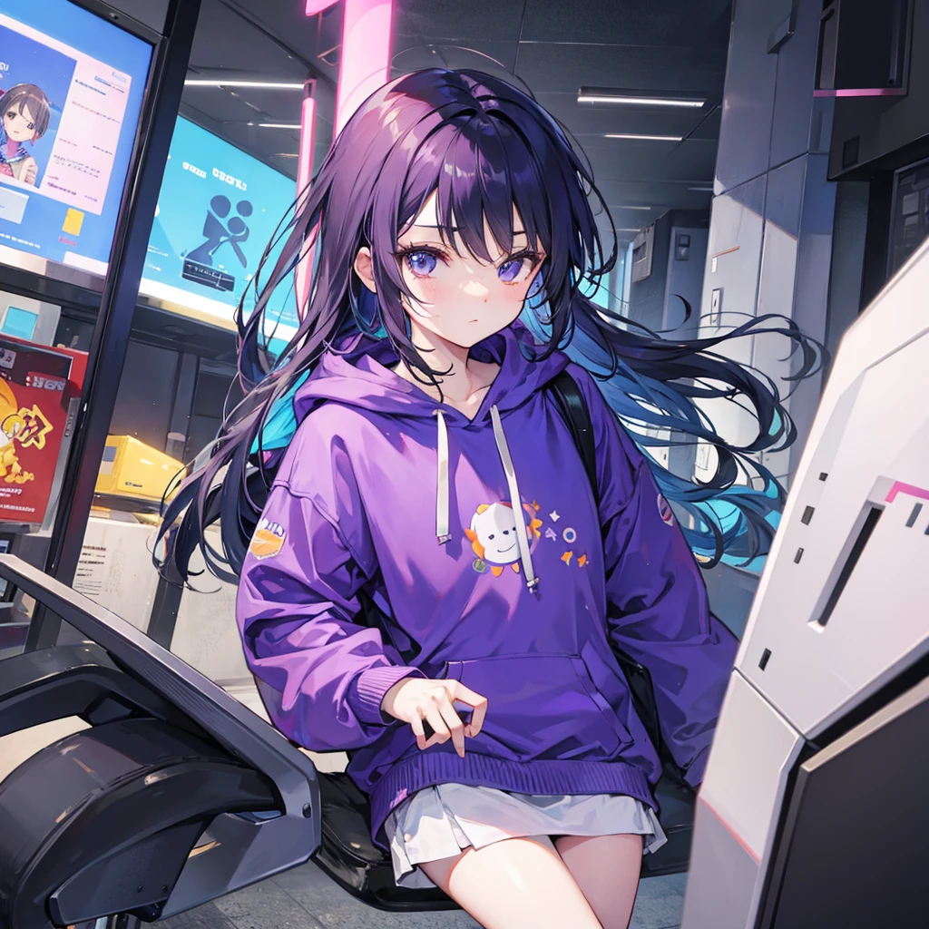 Keito。Wearing a purple hoodie。