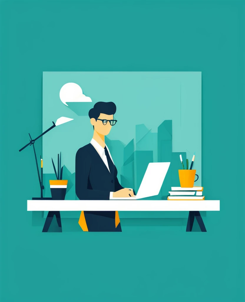 Teacher work illustration simple flat design