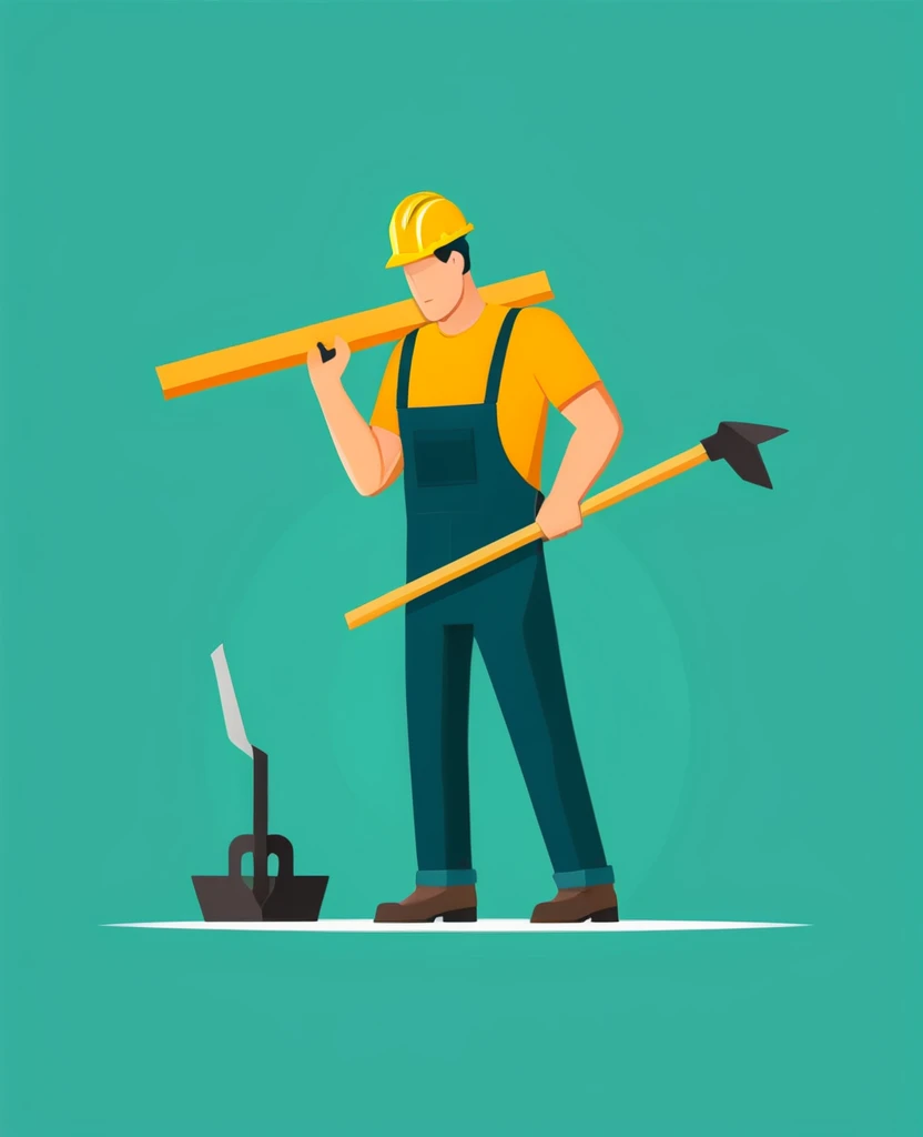 construction laborer work illustration simple flat design