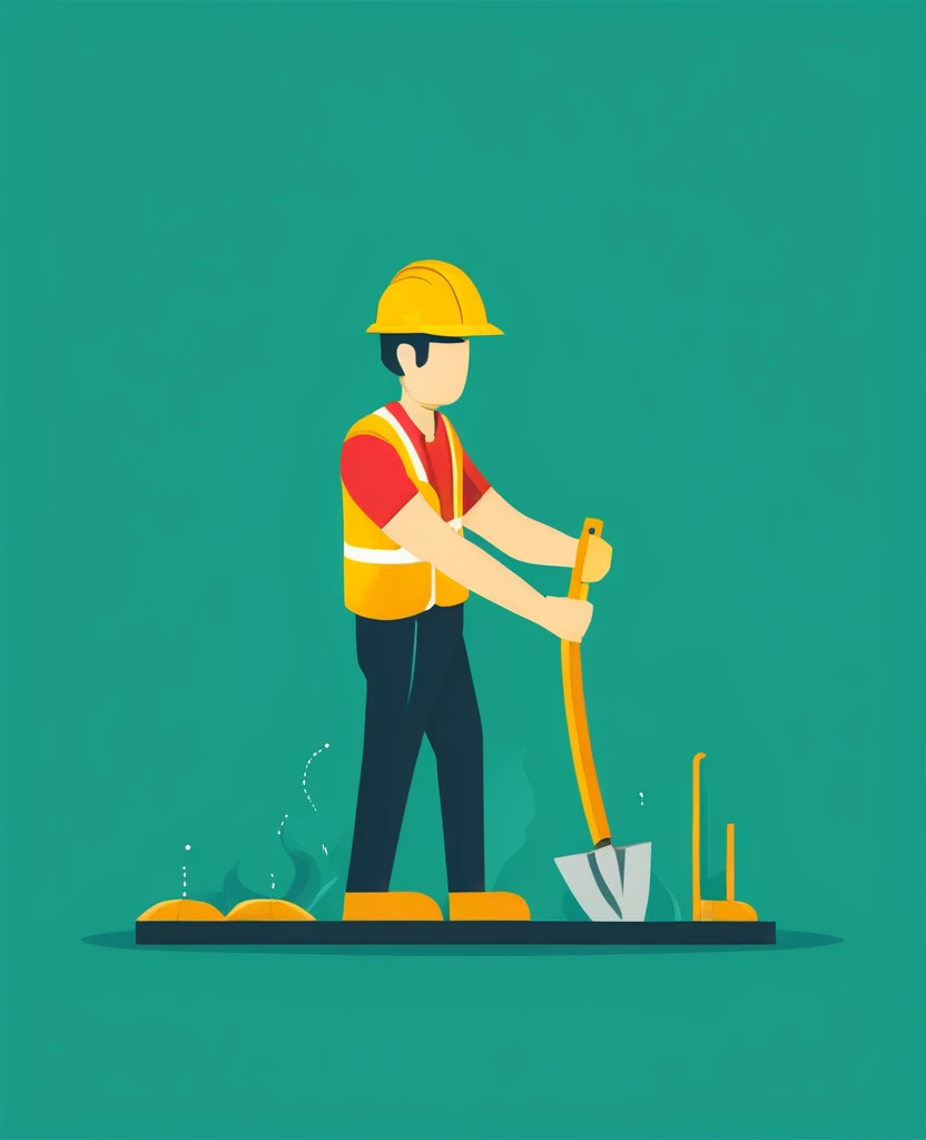  construction laborer work illustration simple flat design 