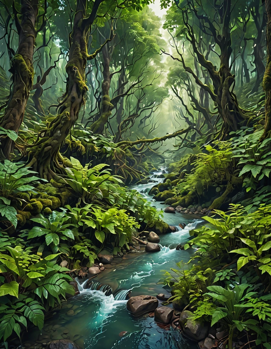 Dense forest, Surreal Stream