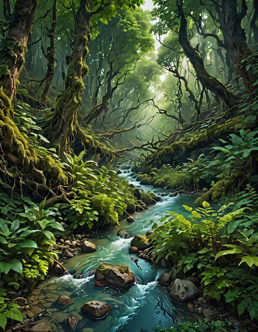 Dense forest, Surreal Stream