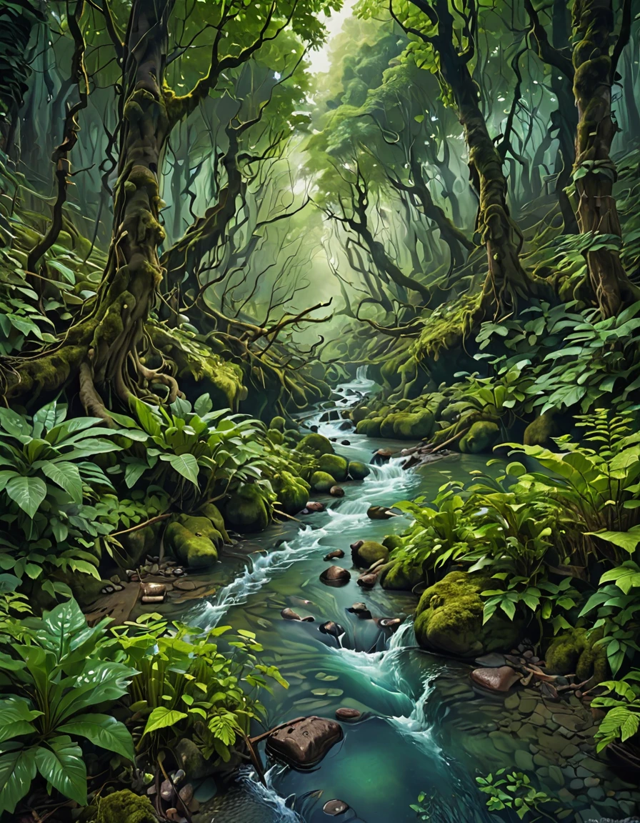 Dense forest, Surreal Stream