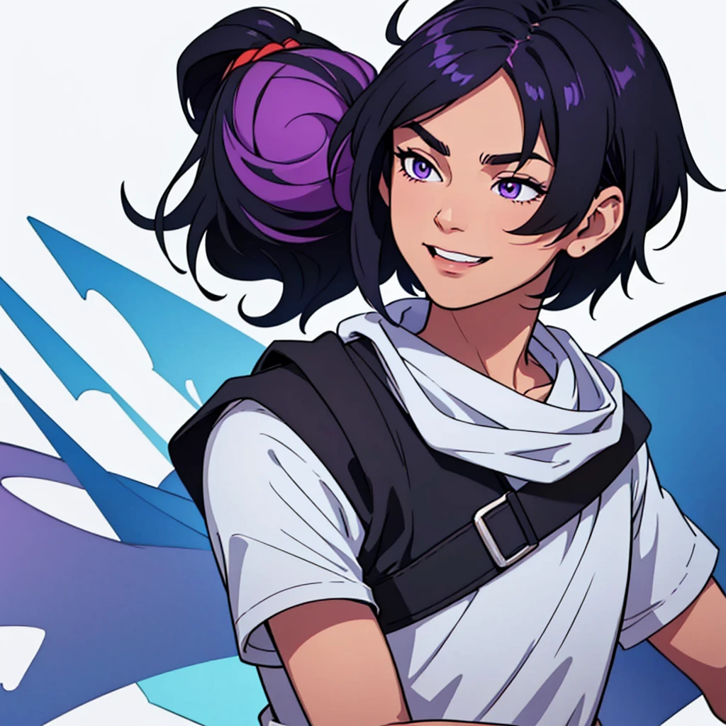 full face visible, looking towards camera, looking forward, short black hair, highres, high resolution, masterpiece, wide purple eyes, talking, neutral face, confident, masterpiece, best quality, highres, 1 man, 1 person, 1 entity, Baro Shoei blue lock, extremely short hair, black hair, short hair, ager, colorful hair, light background, full body, teen, colorful parts, symbols, dark , bold, realistic mixing dark lines and loose lines, bold lines, on paper, human man, full body, imposing pose, stylish outfit, dark theme, handsome, attractive, boastful, standing, male, sharp chin, wide jaw, square face, white background, highres, high resolution, masterpiece, full face visible, looking towards camera, looking forward, talking, speaking, mouth open, laughing, laughing a lot, smiling, happy, eyes closed, eyes shut, eyes gone, both eyes closed , both eyes gone, both eyes disappeared