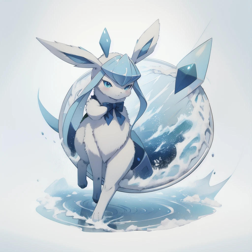 glaceon, snow,pokemon \(creature\),animal, full body, tree,, (masterpiece, best quality,absurdres: 1.2),, perfect hands,, masterpiece,best quality,ultra-detailed,very detailed illustrations,extremely detailed,intricate details,highres,super complex details,extremely detailed 8k cg wallpaper