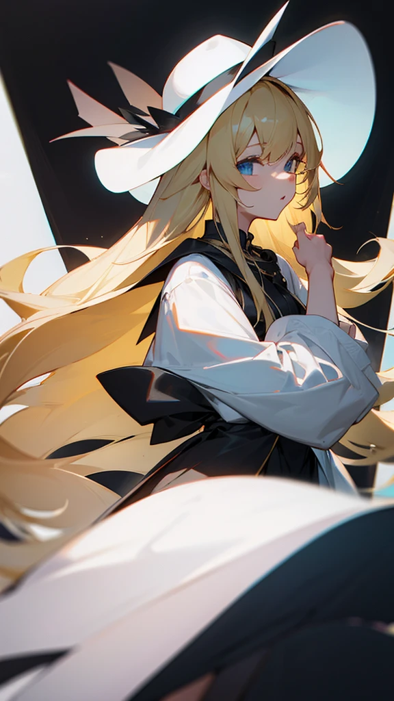 White Hat、Long Hair、Blonde、Black clothes