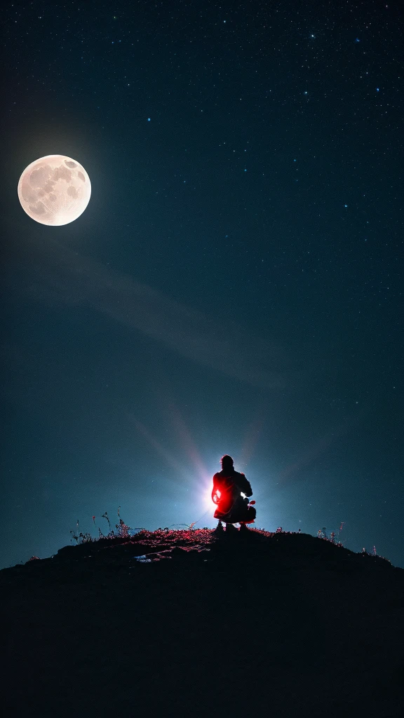 High quality, high resolution fantasy Colorful moon illuminated by light