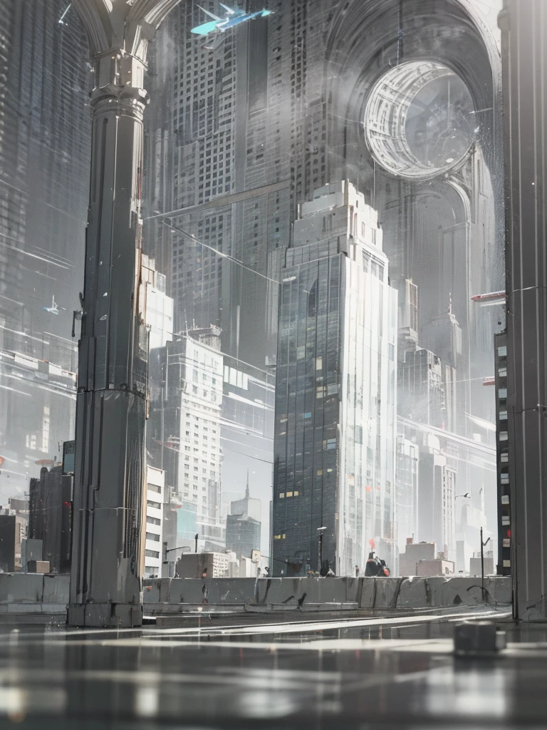inside a luxury office building, tall columns, vaulted ceilings, spacious hall, interior of the future, space academy interior, behind the high arched windows there is a city with skyscrapers, spaceships fly across the sky, frame from the floor, illustration, white-gray shades, (((people are missing))), illustration для фона, even lighter
,conceptual art, anime style cityscape, city in the background, Optimistic matte painting, day cityscape, inspired by Hugh Ferris, conceptual art, Cinematic installation frame, conceptual art, conceptual art, conceptual art!, soft focus matte painting