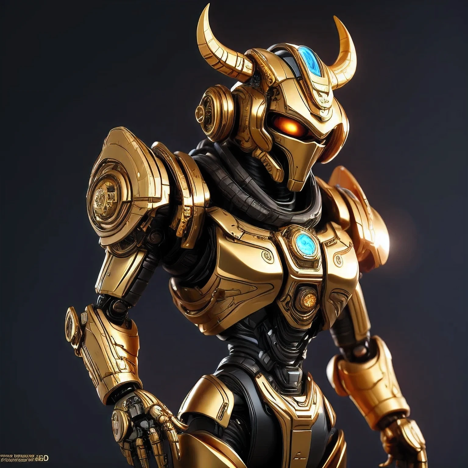  statue of a golden robot on a black surface, cute elaborate epic robot, greek god in mecha style, cyber steampunk 8 k 3 d, detailed cosmic angelic robot, the golden humanoid robot, gold sci - fi armour, detailed humanoid, 3 d 8 k octan render, sculpture of moloch, rendered in keyshot